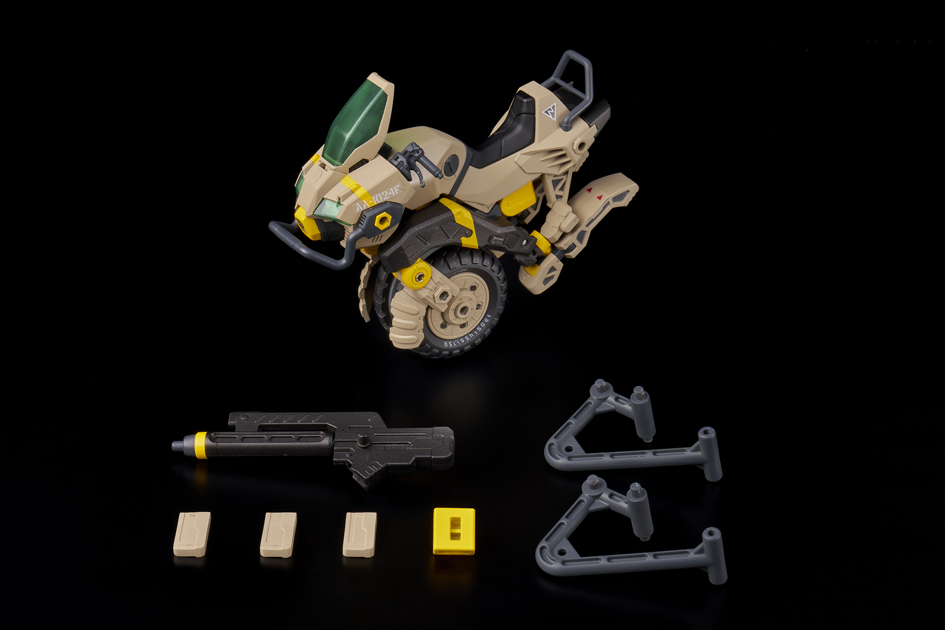 セット内容、大型機銃とマガジン、マガジンを収めるラックが用意されている