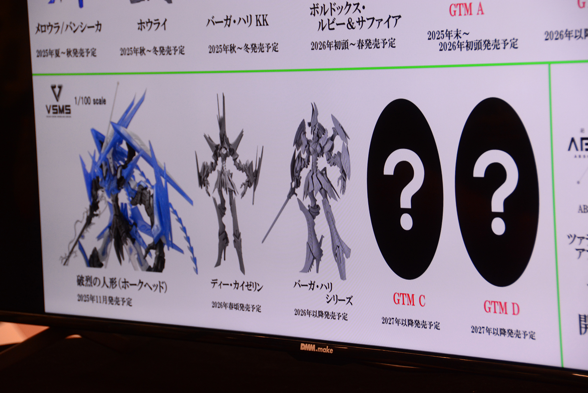 こちらはプラモデルである「VSMS」。こちらは半年に一度のペース。組み立てやすさや可動との調整などで開発には時間がかかる