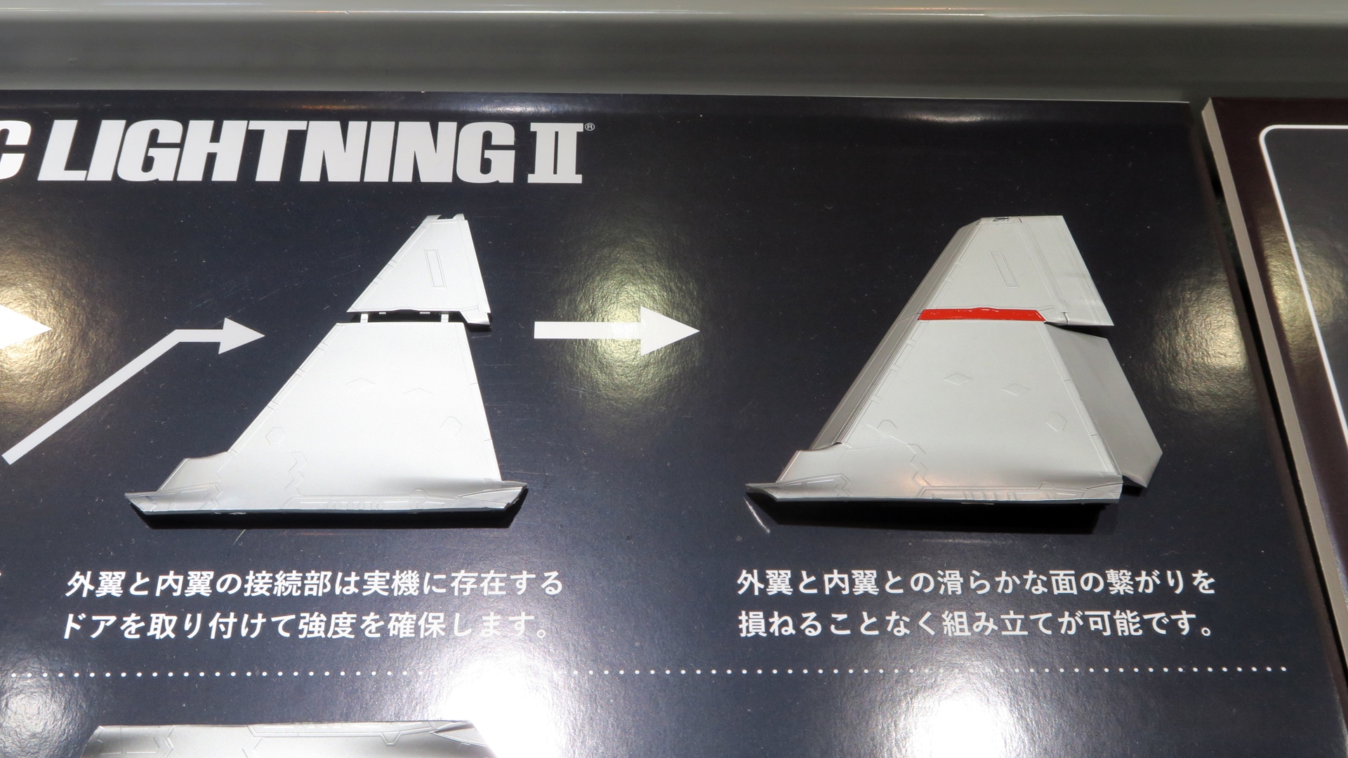 主翼面や切断跡で外観を損なう心配なく、簡単に各状態を選択して組める。