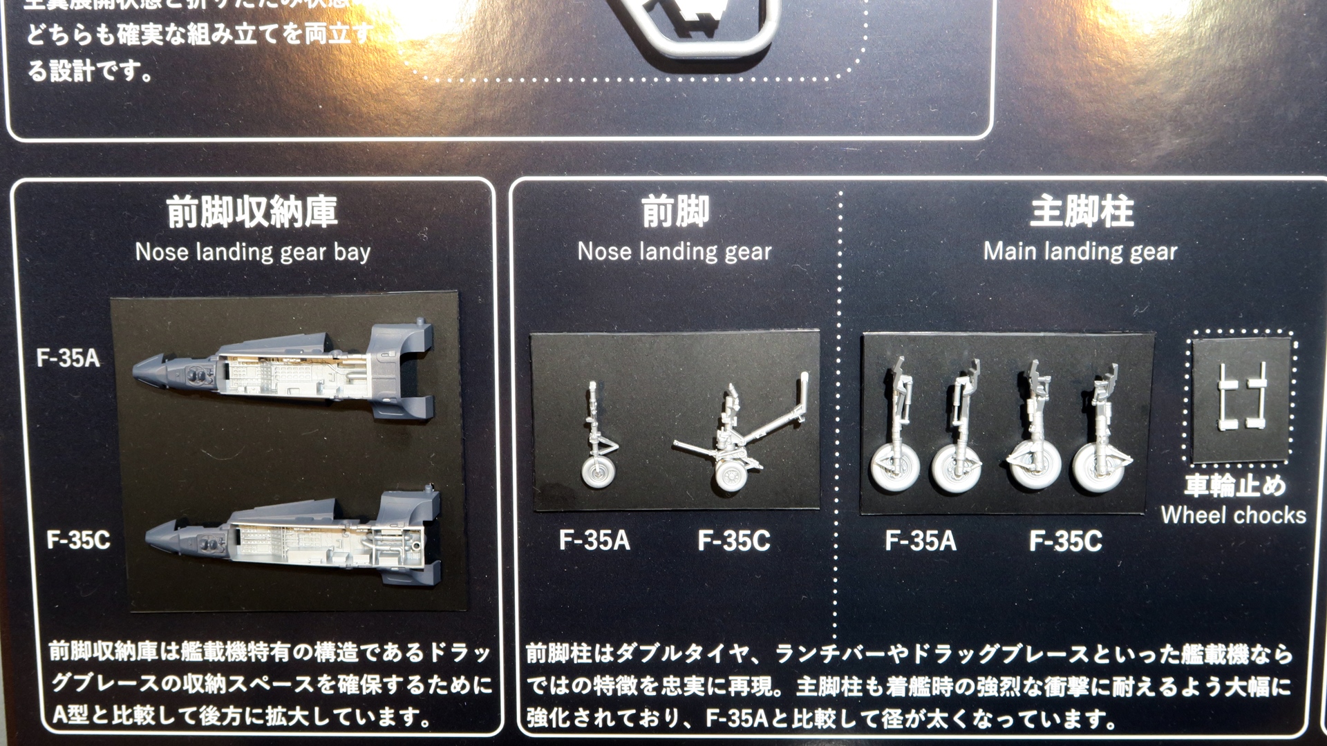 F-35Aと比べると主脚構造やタイヤ径が大幅に強化されているのがわかる。