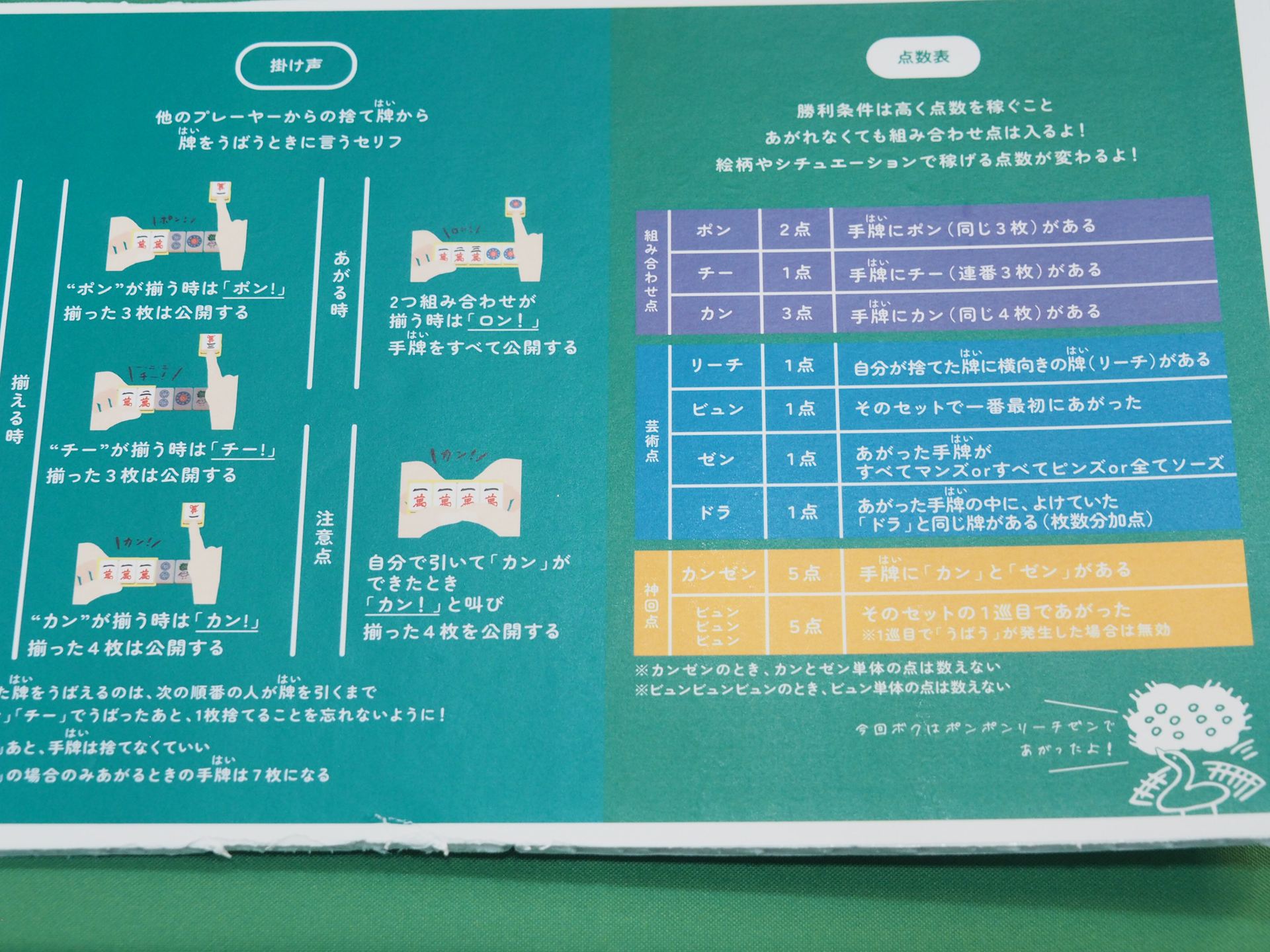 「タイパ至上主義麻雀」のルール。麻雀に比べるとかなり簡略化されている