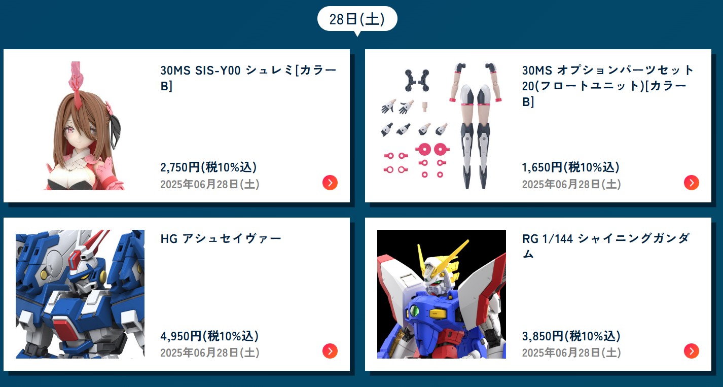 BANDAI SPIRITS「2025年6月発売スケジュール」