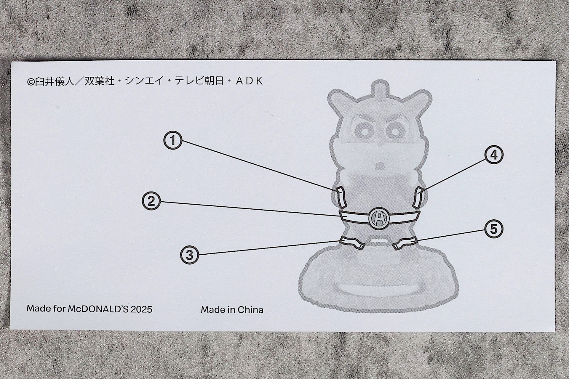 シールの裏面に貼る場所が記載されている