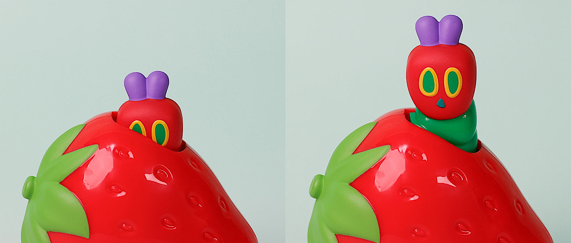 水の中に沈めるとこのようにはらぺこあおむしが顔を出す