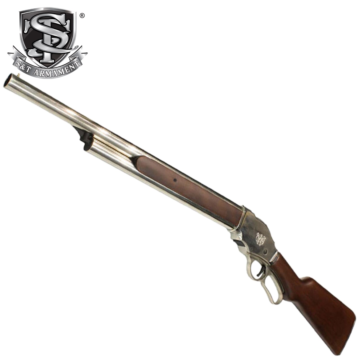 「S&T ウィンチェスター M1887 レバーアクション ガスショットガン リアルウッド Silver」