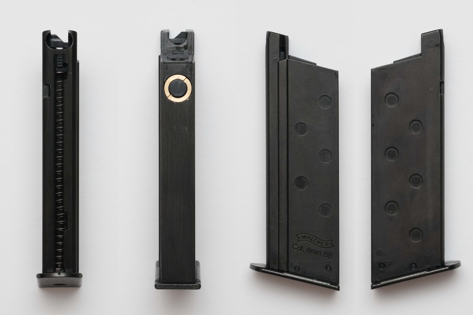 「PPK ブローバック専用18連フラットボトムマガジン」の前面、背面、左側面、右側面