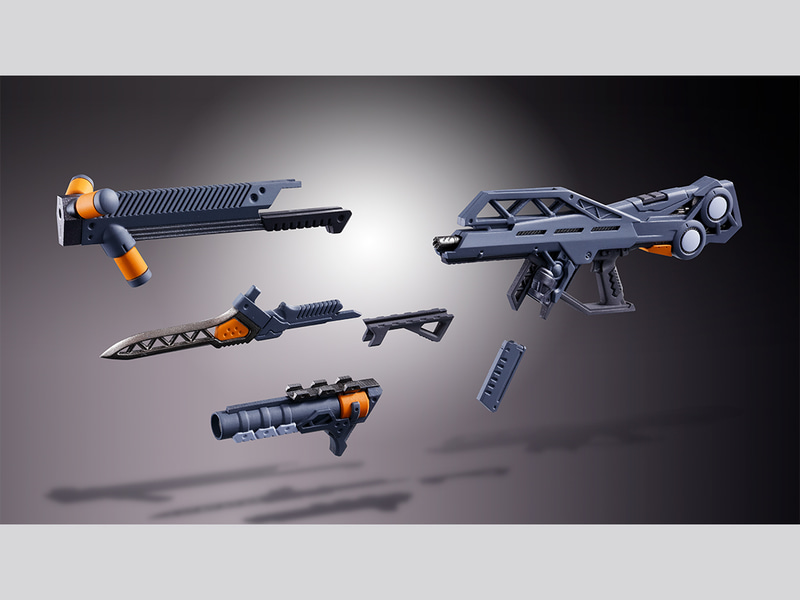 パレットライフルは、オプションパーツによりロングバレル、銃剣状態の運用が可能に