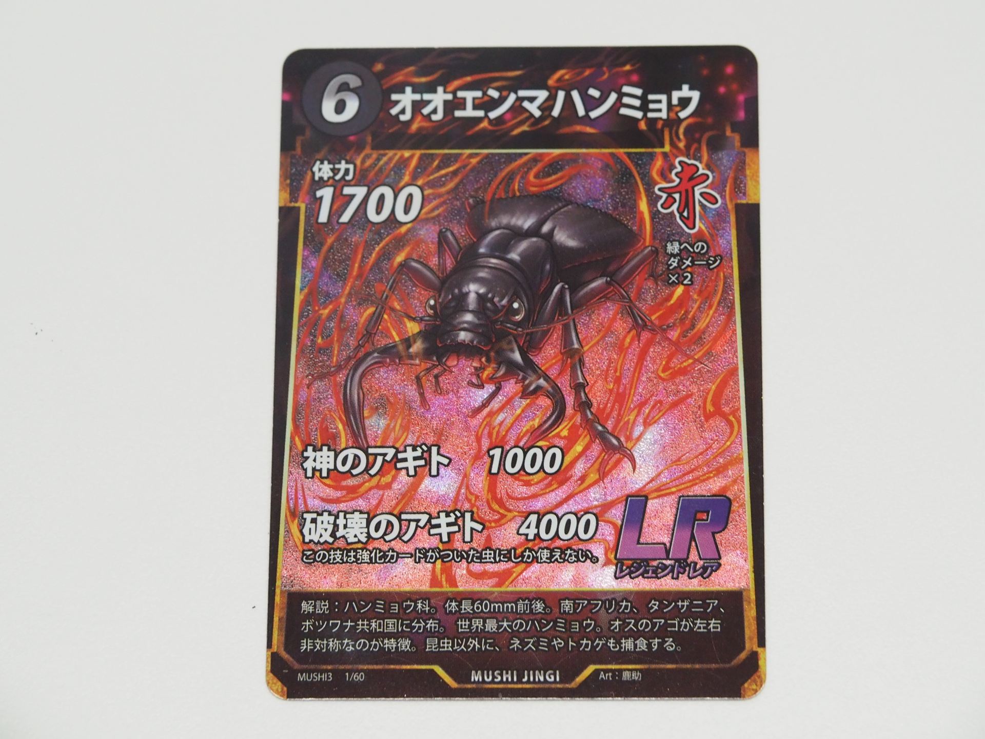 赤6コストのLRカード「オオエンマハンミョウ」。第3弾で登場したカード