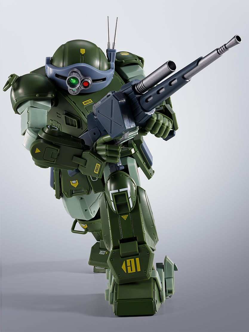 銃器を様々に構えることのできる、広い可動範囲の上半身、高い接地性を誇る下半身、そしてダイキャスト関節の安定性によって、アクション中の一瞬を切り取ったかのようなポージングが自在に楽しめる