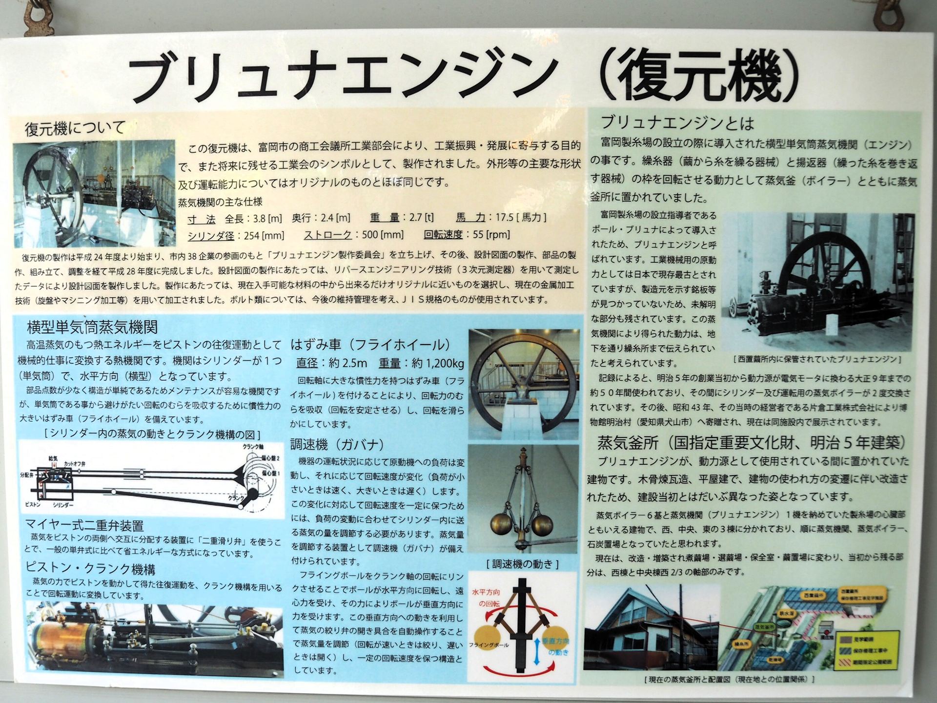ブリュナエンジン（復元機）の解説パネル