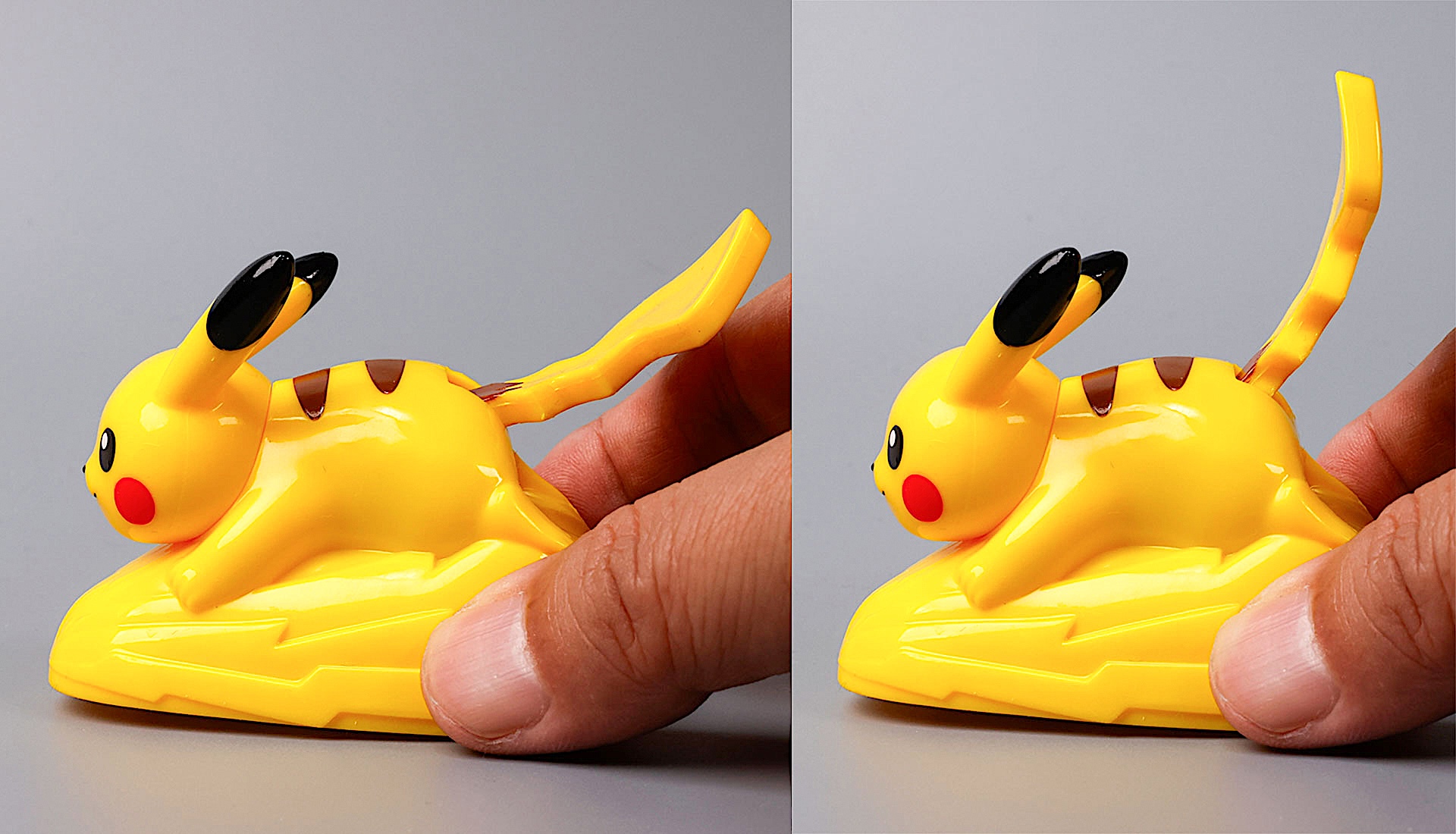 前後に動かすと尻尾も連動して動く