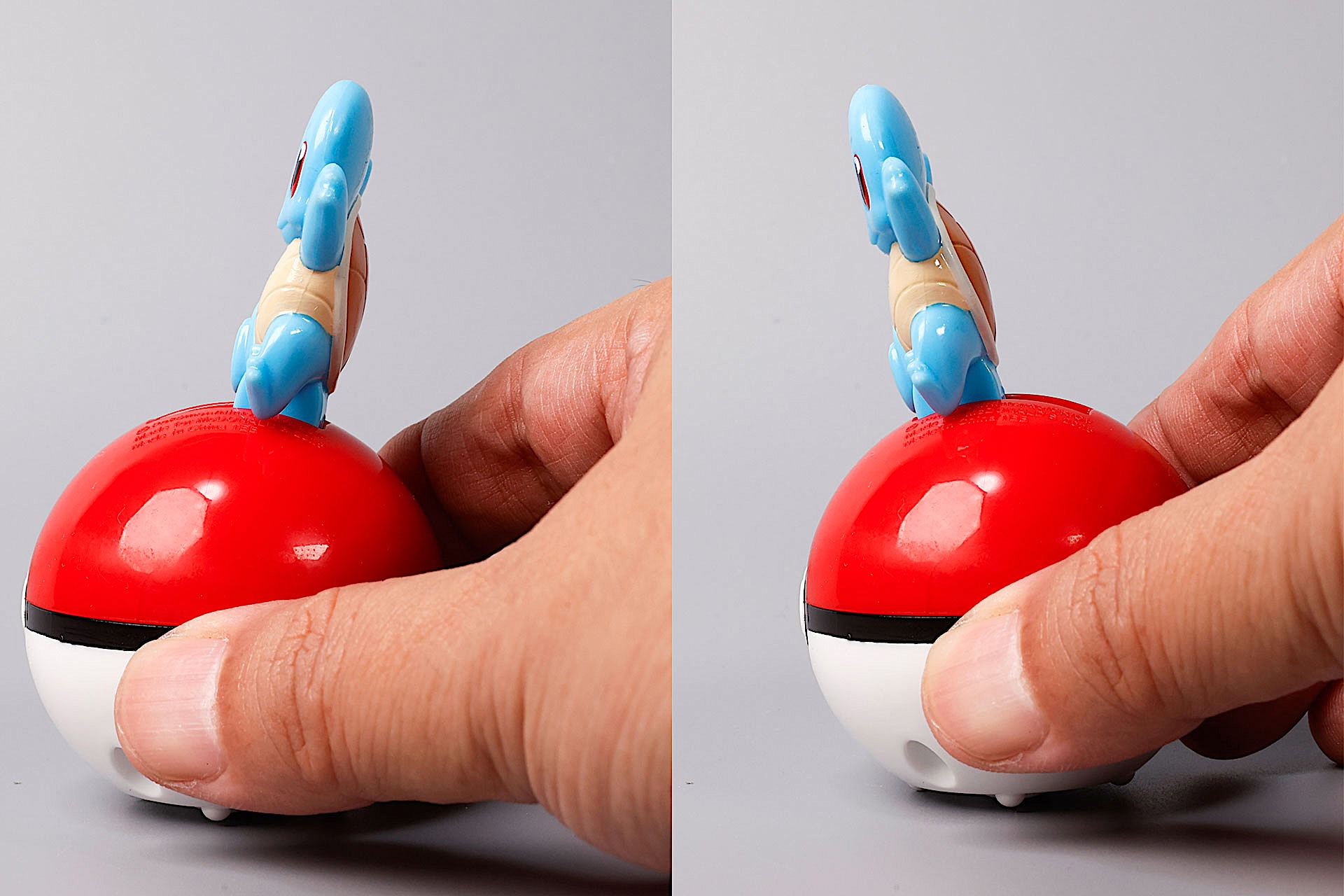 モンスターボールを動かすと、ゼニガメも連動して前後に動く