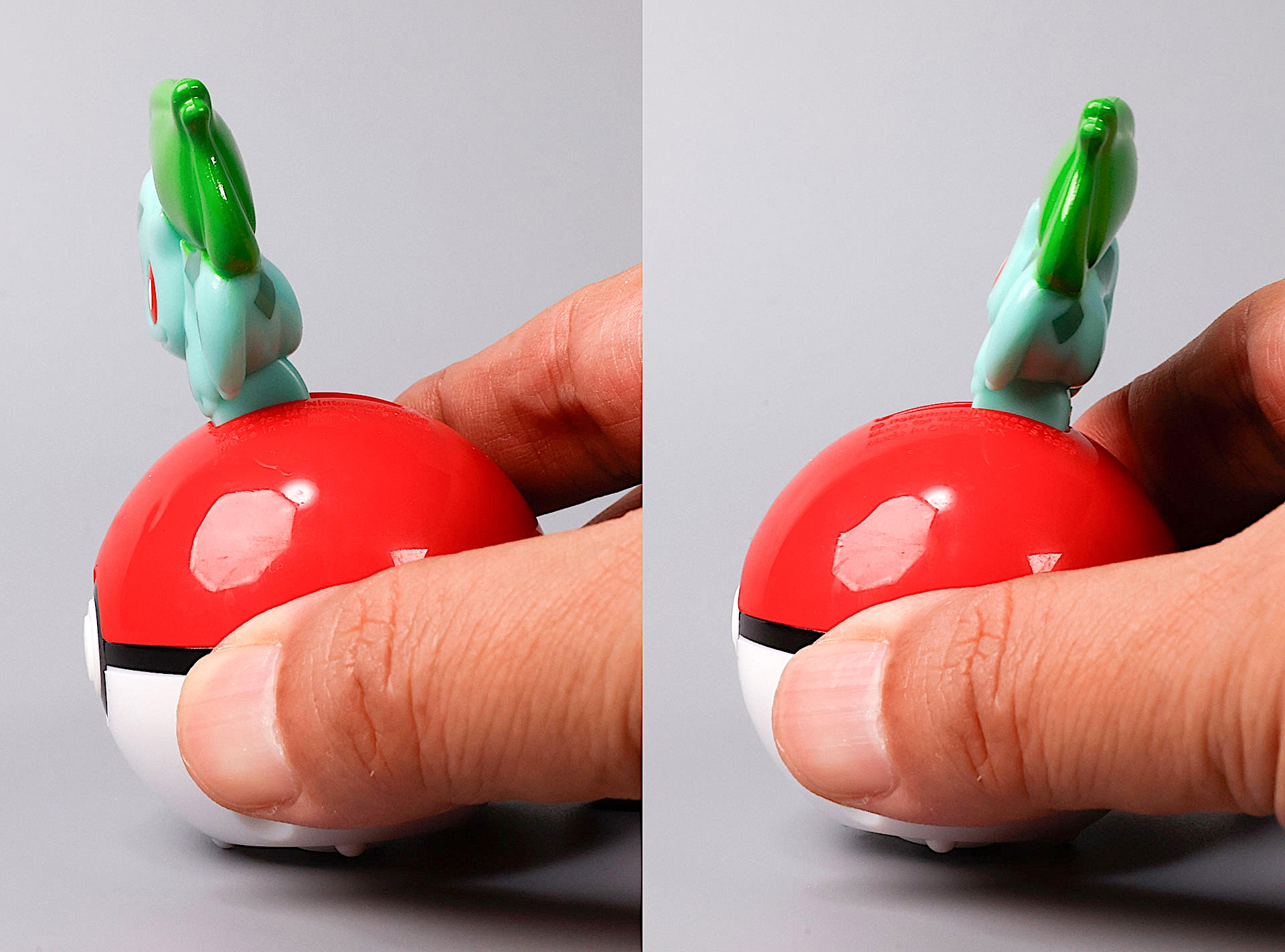 モンスターボールを手で動かすとフシギダネが前後に動く