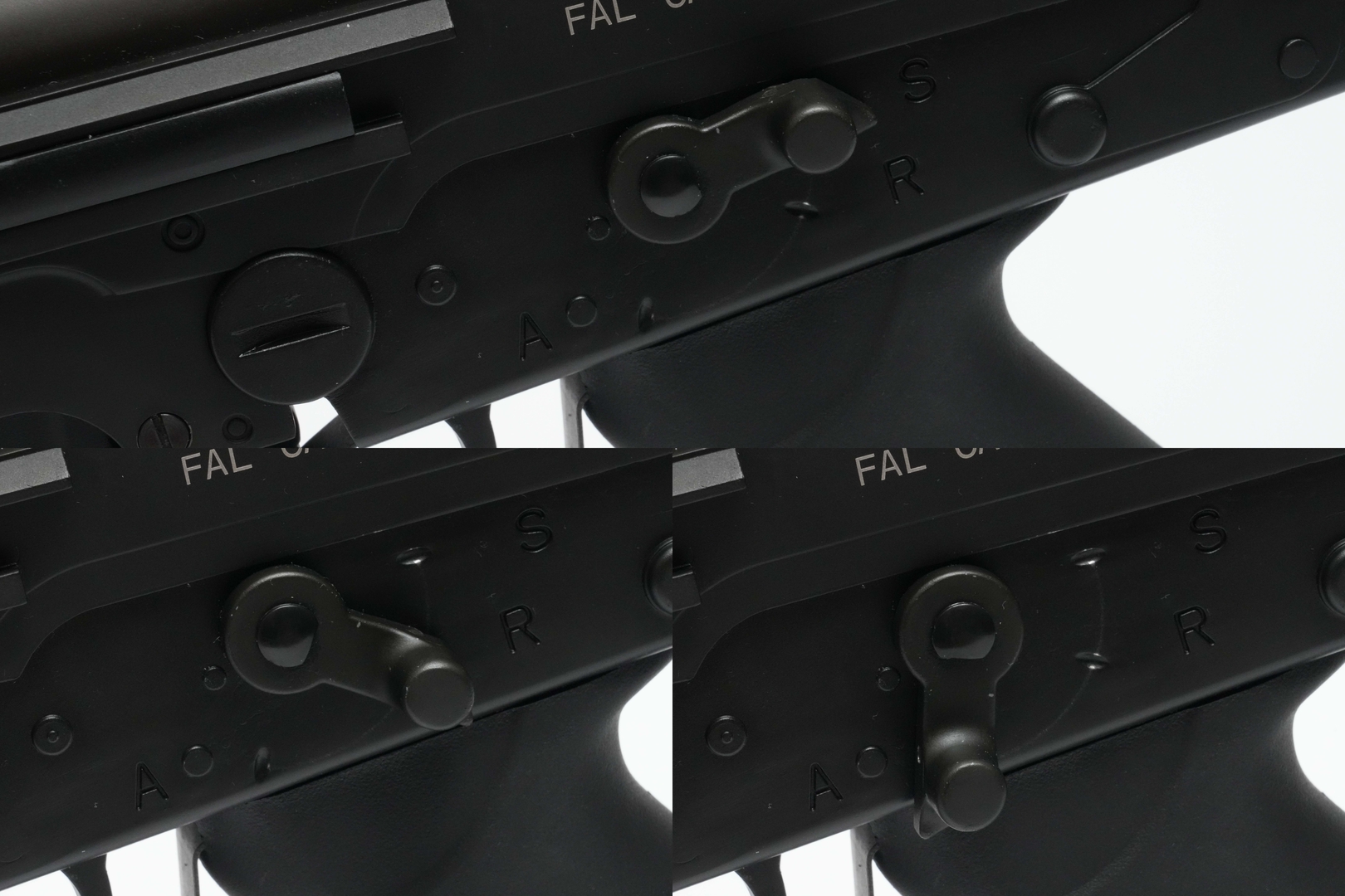 セレクターはセーフティーとセミオートの位置が近く、フルオートは少し離されている