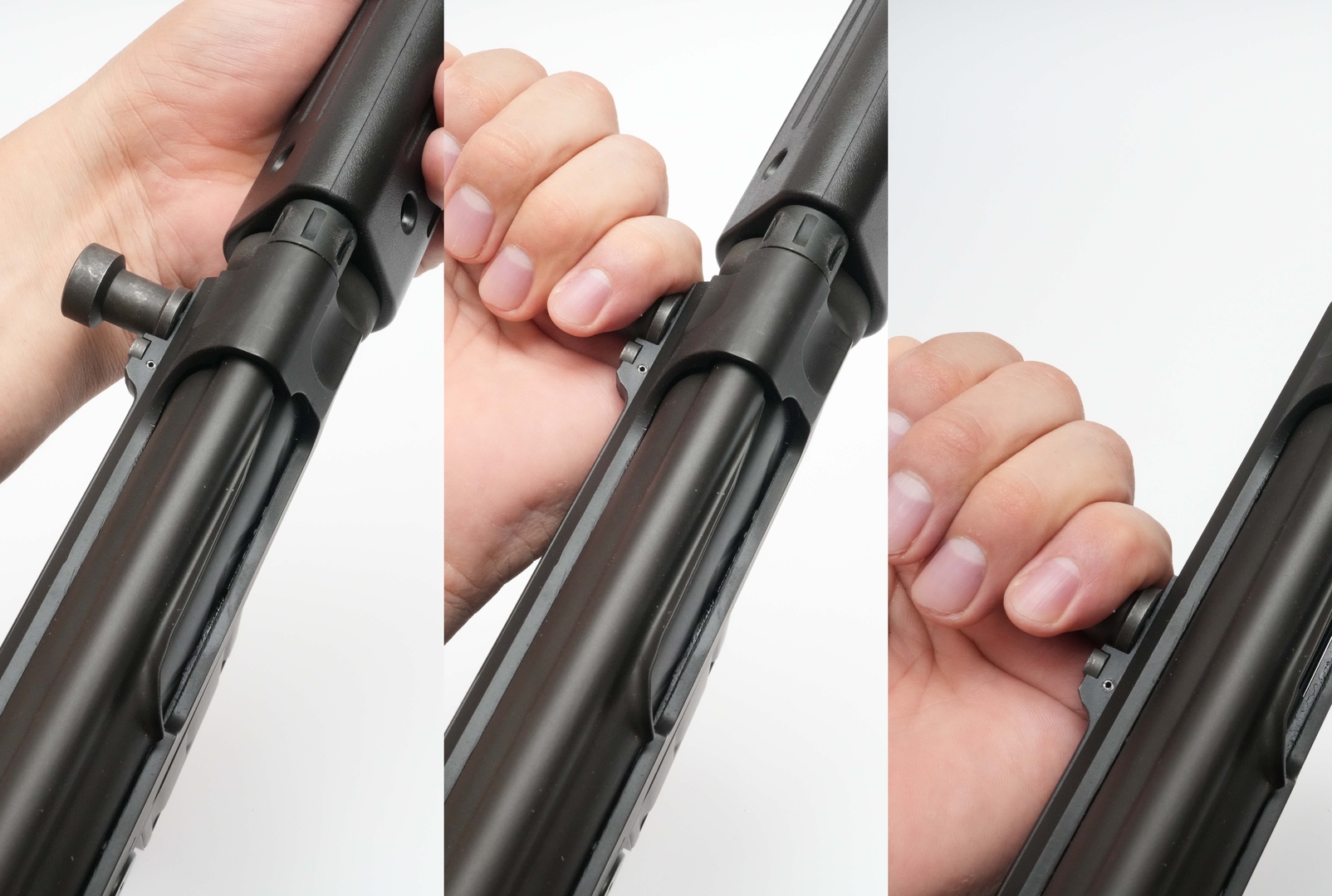 チャージングハンドルを引くと、ドラム式のホップダイヤルが現れる