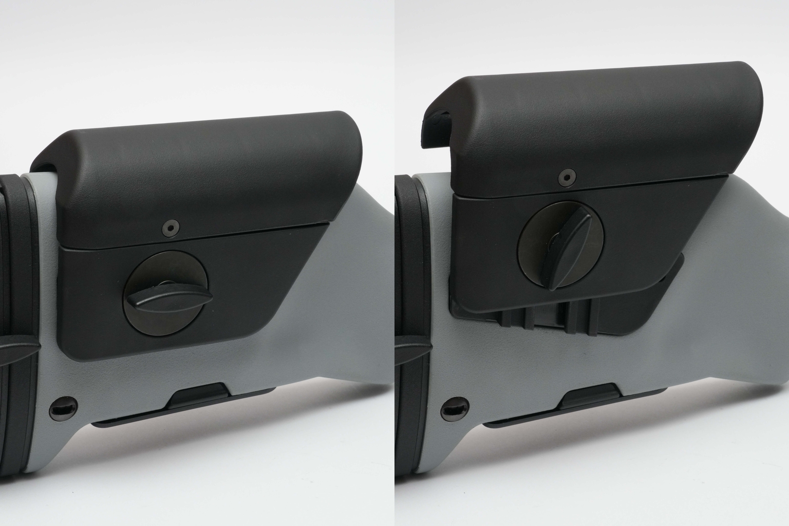 チークレストとショルダーパッドの位置は無段階で調整できる