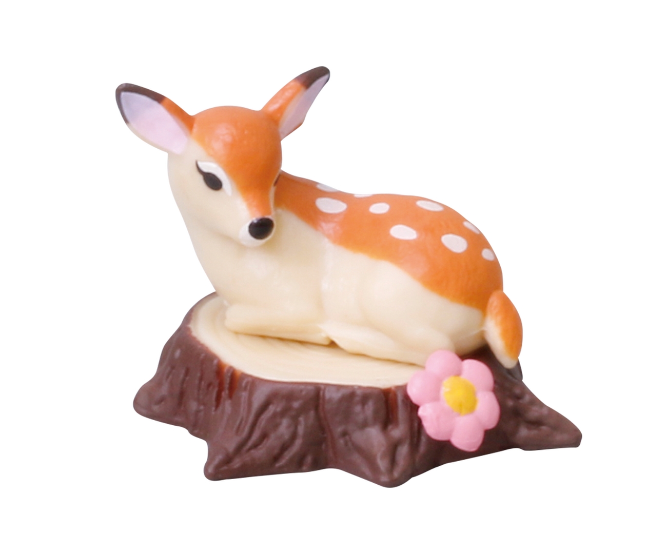 子ジカと切り株（お花）