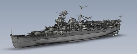 日本海軍　フジミ航空巡洋艦最上　1/700 完成品 フジミ模型1/700「航空巡洋艦 最上」をハードにディテールアップ
