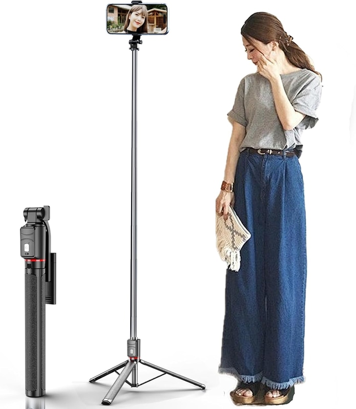 ZenithLink スマホ 三脚 カメラ 自撮り棒【日本語取扱説明書付き】（ブラック）