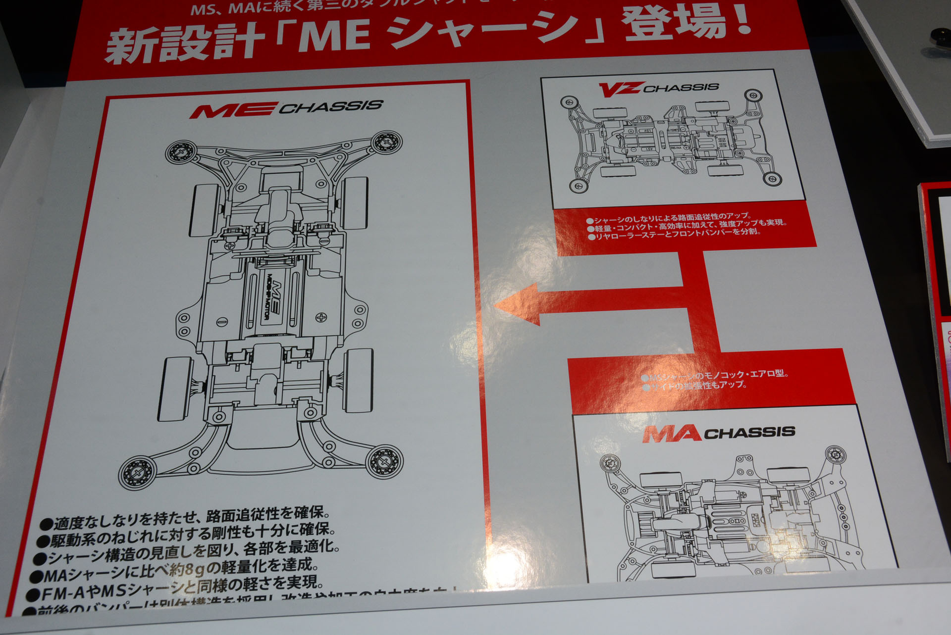 「MEシャーシ」はMAシャーシを見直し、VZシャーシの特性を組み込んで設計された最新シャーシだ