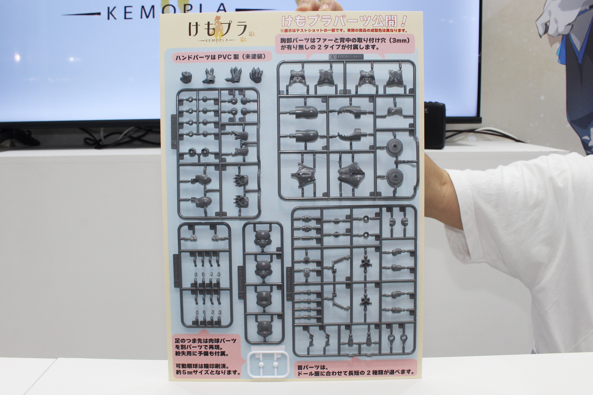 こちらが「ニホンオオカミ」の一部パーツのテストショット。足裏の肉球は別パーツで再現され、眼球パーツが別途用意されていることも分かる