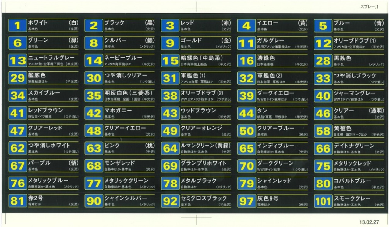 什器用シール Mr.カラースプレー用（セット）：400円