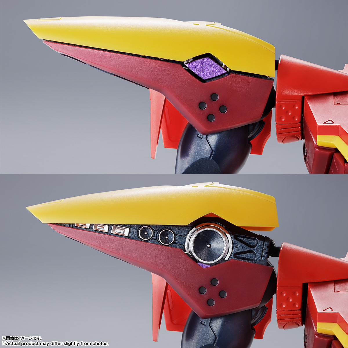 肩部スピーカーユニットは開閉可能。ダイヤ型の部分が連動する