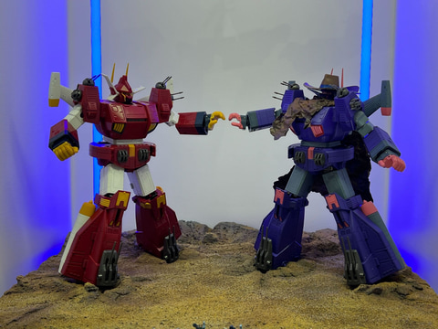 ザブングル/超合金魂/アイアンギアー/戦闘メカザブングル/ウォーカーキャリア３点 戦闘メカ ザブングル」よりカウボーイハットとマントをつけた「謎の