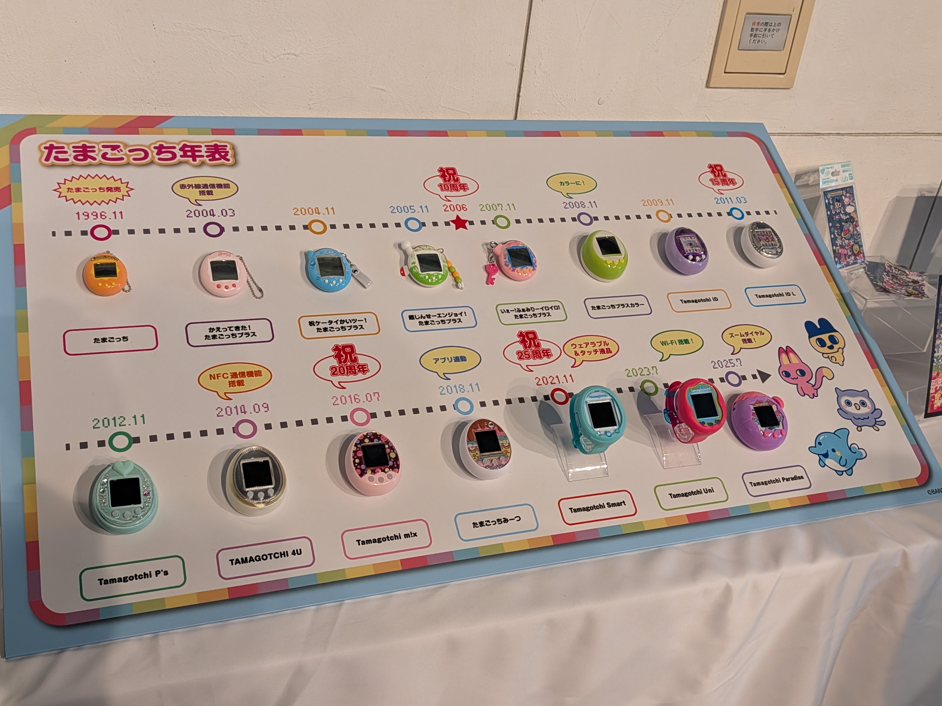 30周年発表会場には歴代「たまごっち」の現物が展示されていた
