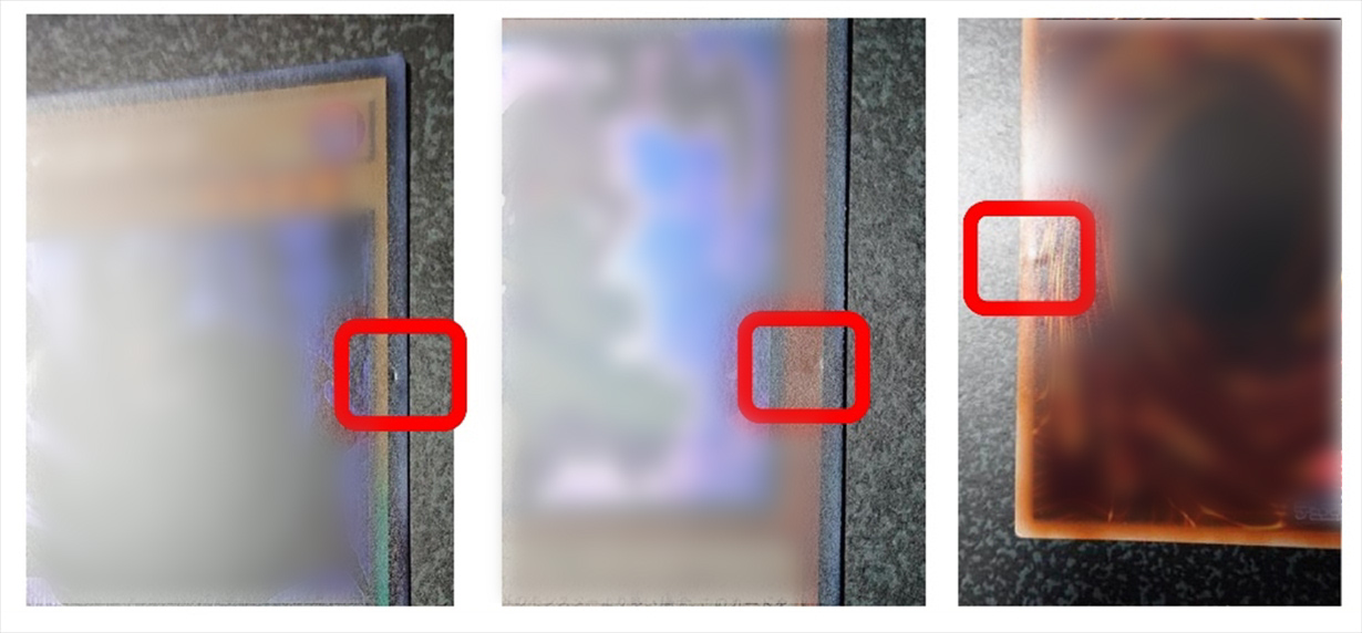 従来品のカードのへこみ