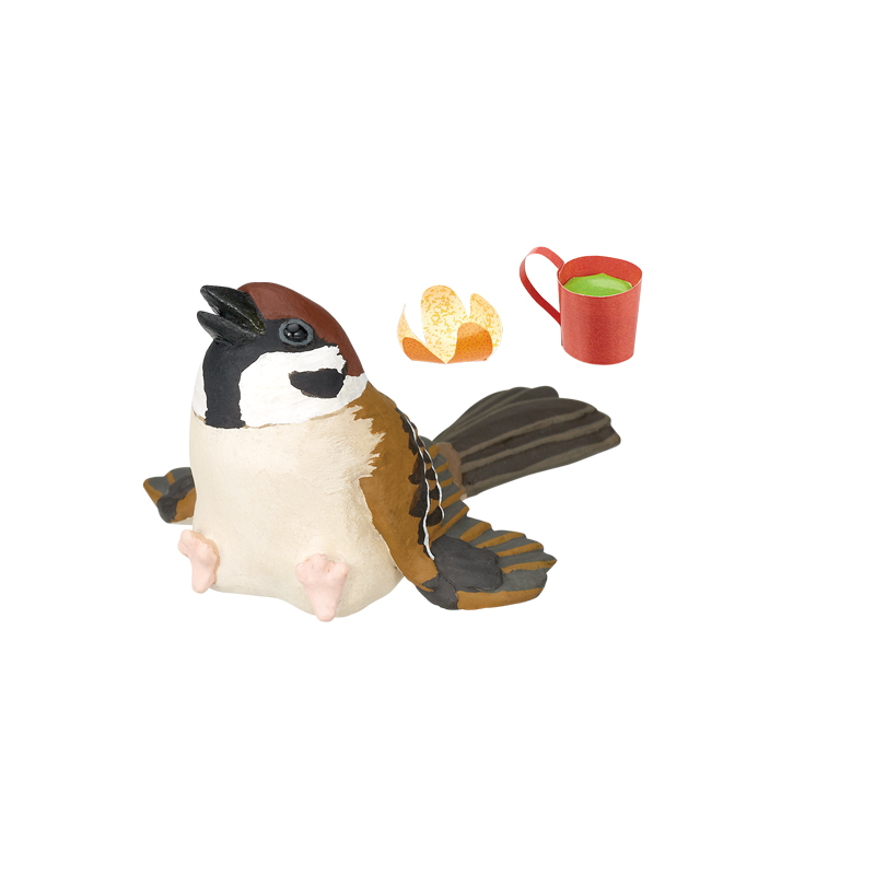 投げ足座り（みかんの皮とコップ）
