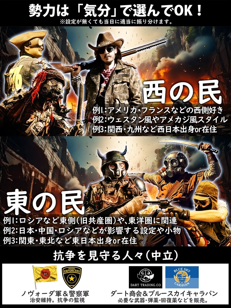 東西陣営は気分で決める