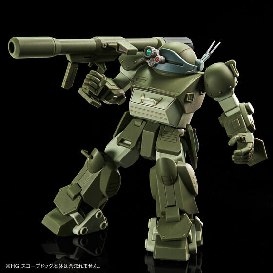 ボトムズ乗りの立ちフィギュアと3種類の武装が付属。以降のバリエーション機の再現にも使える