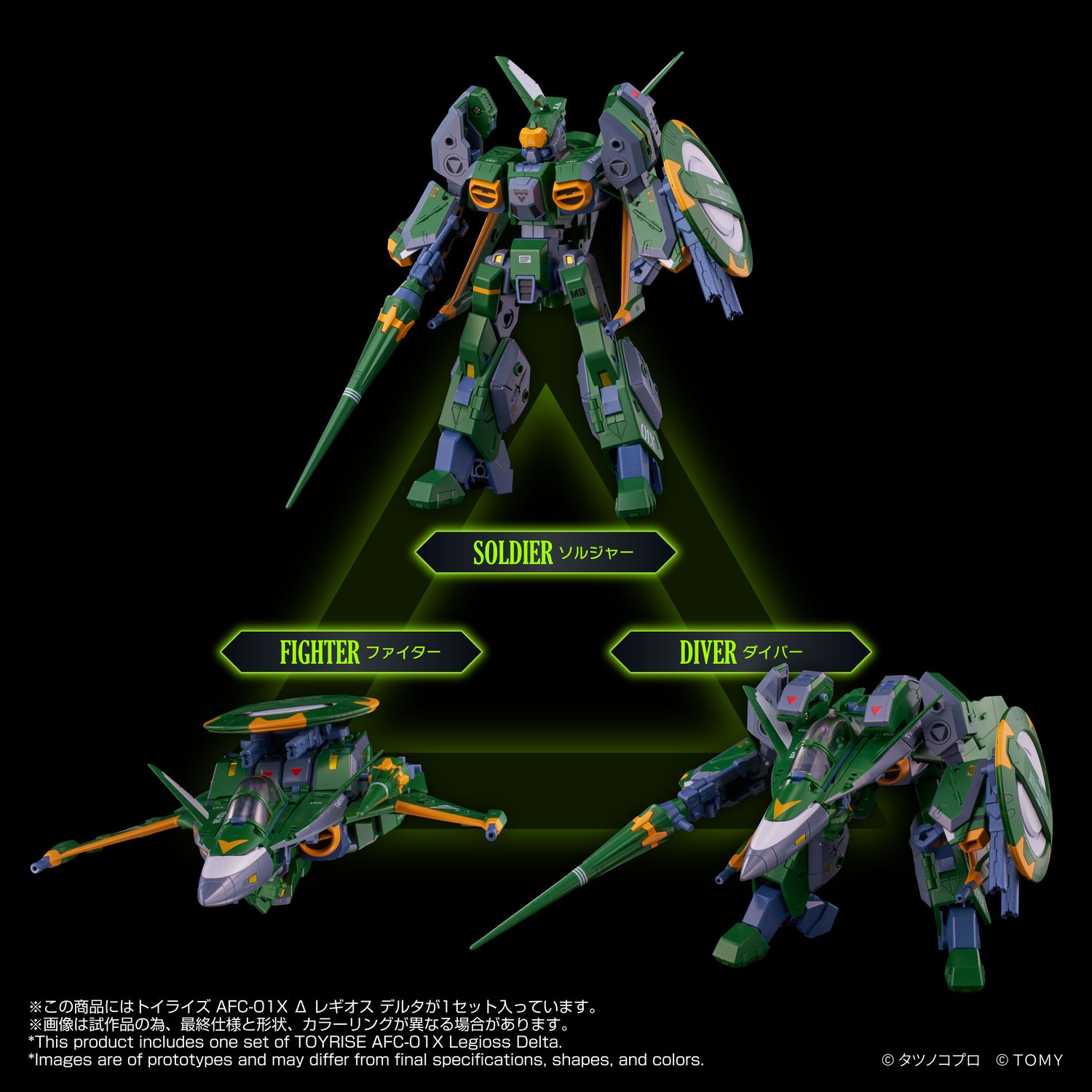 ファイター/ダイバー/ソルジャーの3形態にはシンプルな構造で完全変形を実現