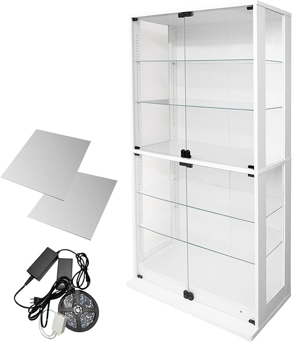 コレクションラック DIO 本体 側面ガラス 幅90cm ワイド ハイタイプ 奥行28cm