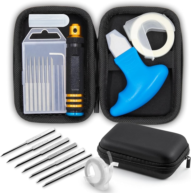 スジボリ 彫刻刀 7つ刃セット プラモデル対応（ブラックゴールド）