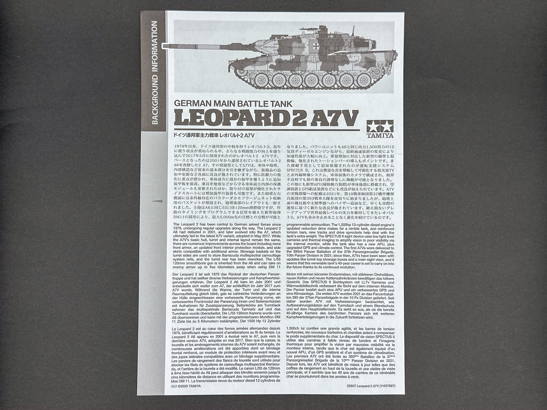 機体説明と塗装図は別紙にまとめられています。