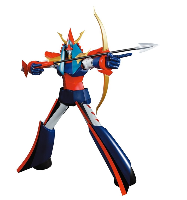 大弓を構えて矢を放つライディーンの必殺技。矢をつがえる指も再現できる