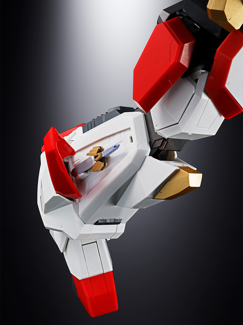 ふくらはぎ部には収納用のカイザーソードを入れておくことが可能。※どちらのフレームでも対応