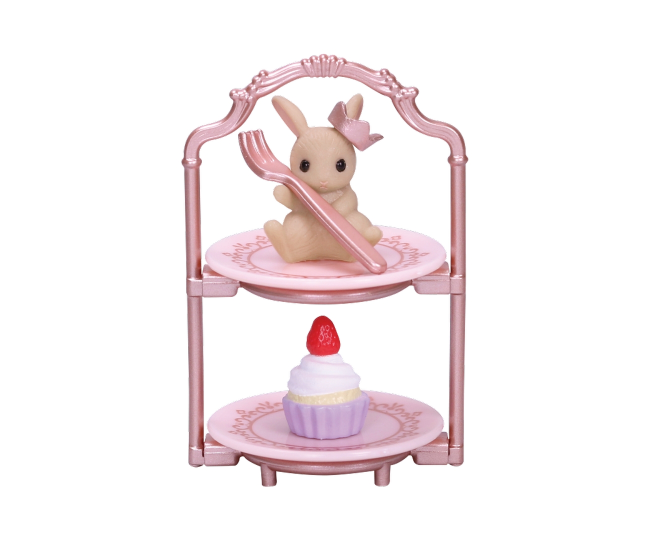「ケーキスタンドとベージュうさぎ」