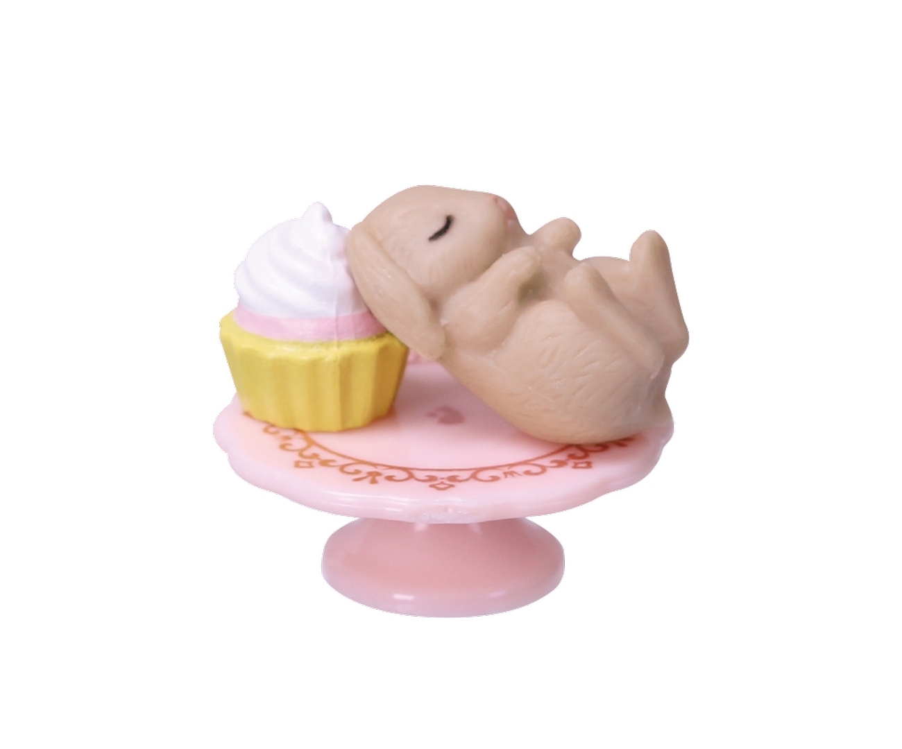 「カップケーキとベージュうさぎ」