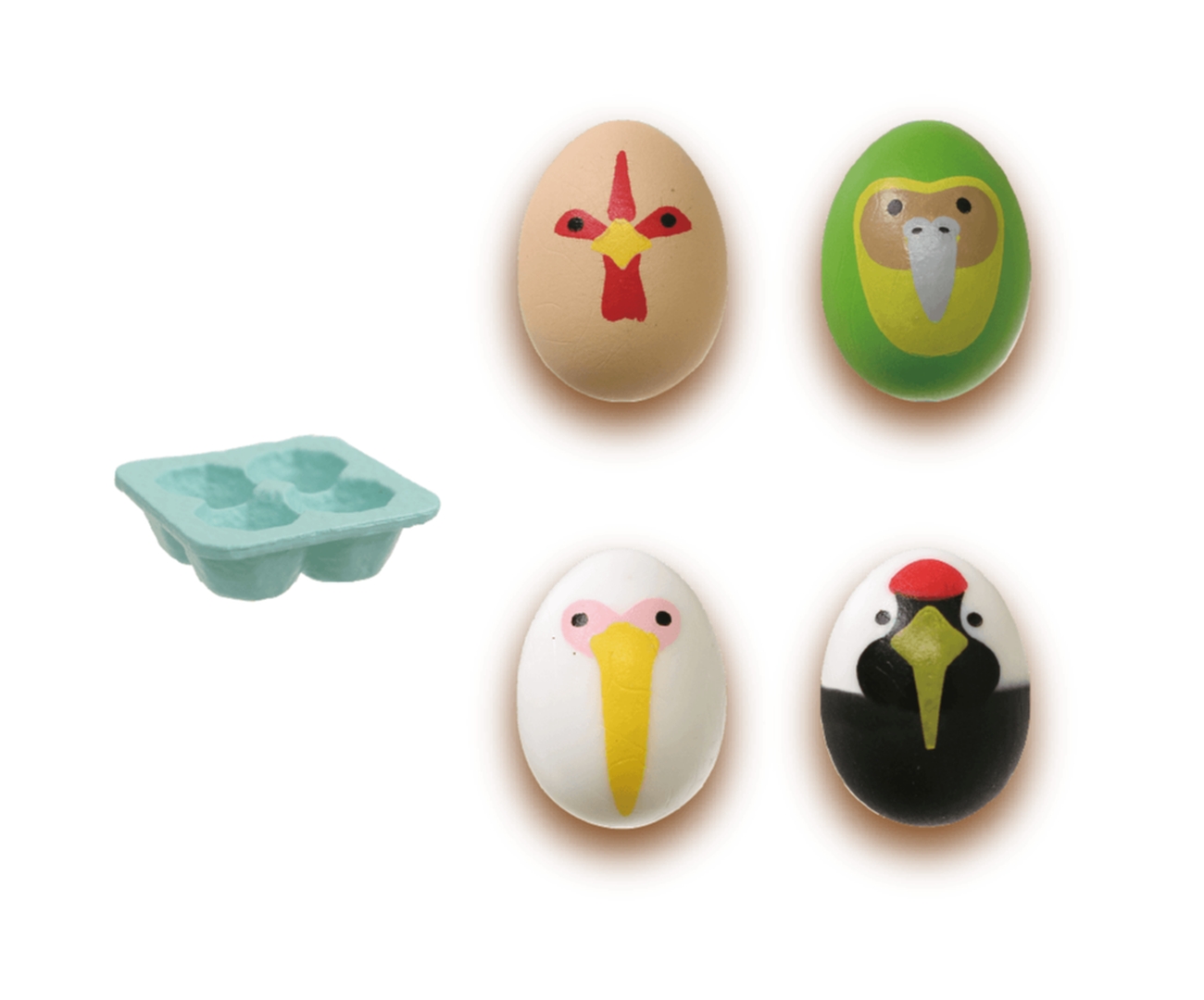 紙パックと鳥4羽