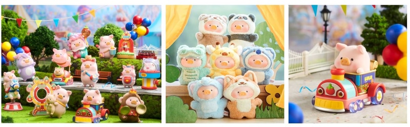 「LULU THE PIGGY」：アジアで人気急上昇中のブラインドボックス形式の商品で、様々なテーマのフィギュアコレクションとして展開されている