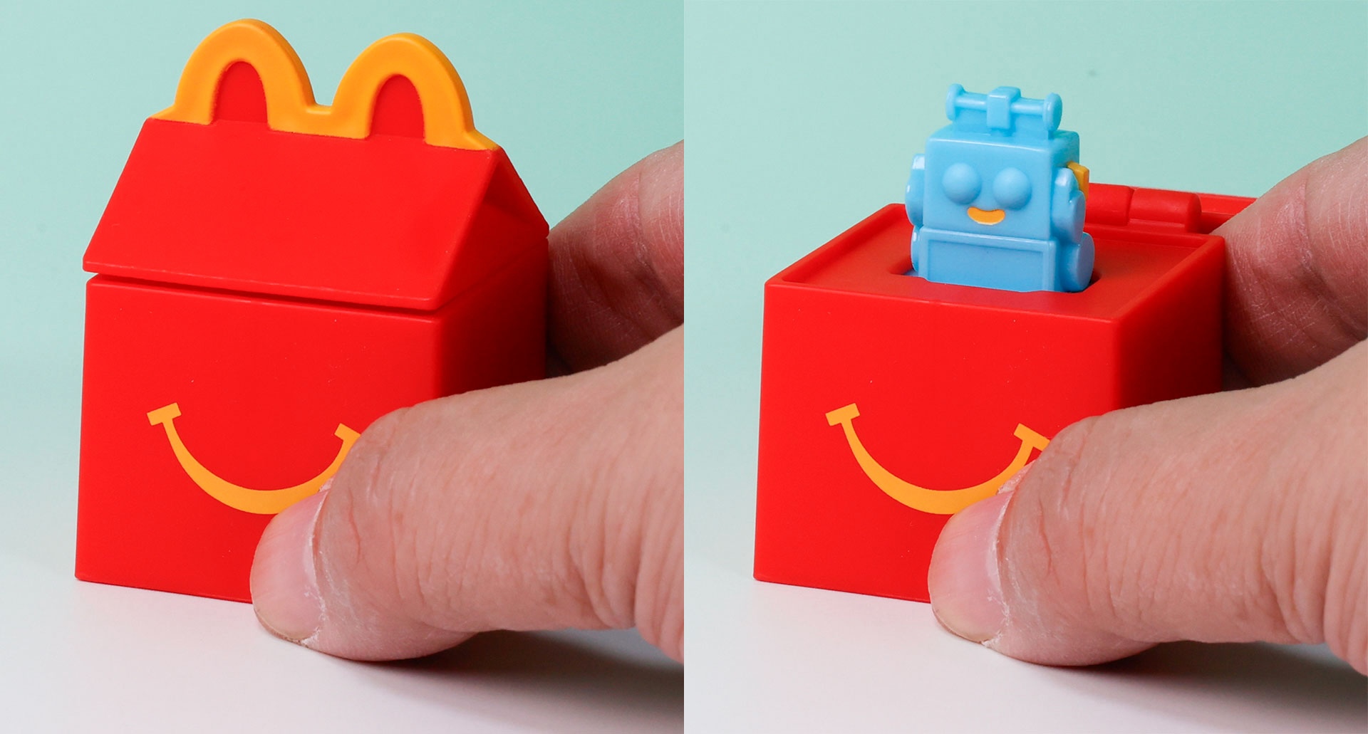 ボタンを押すと上蓋が開いてロボットが飛び出てくる！