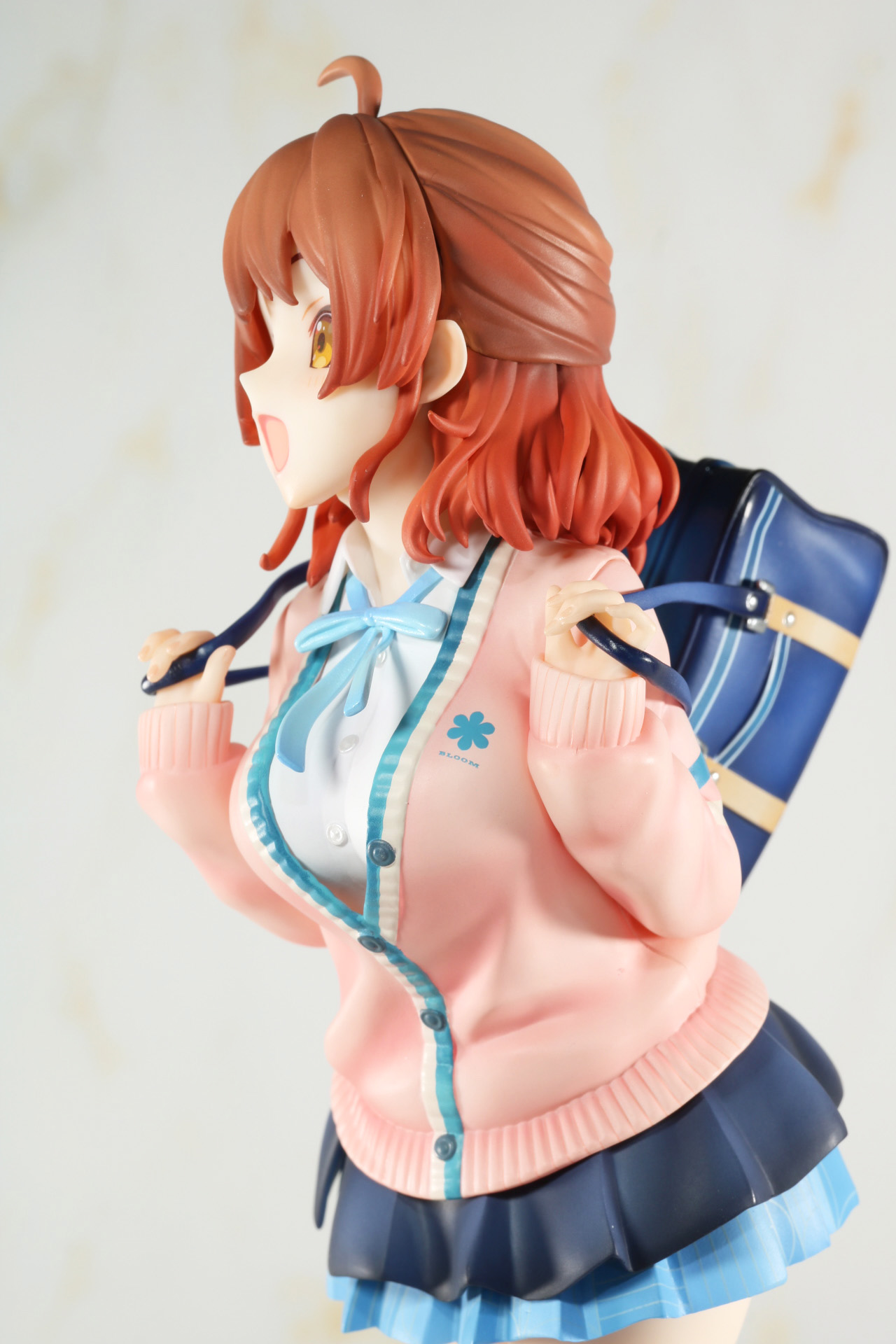 スカートは2段構造で下のスカイブルーのスカートは校章デザインがプリントされている