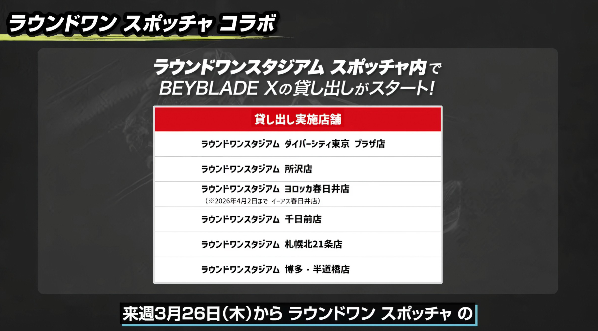 ラウンドワン スポッチャとのコラボ