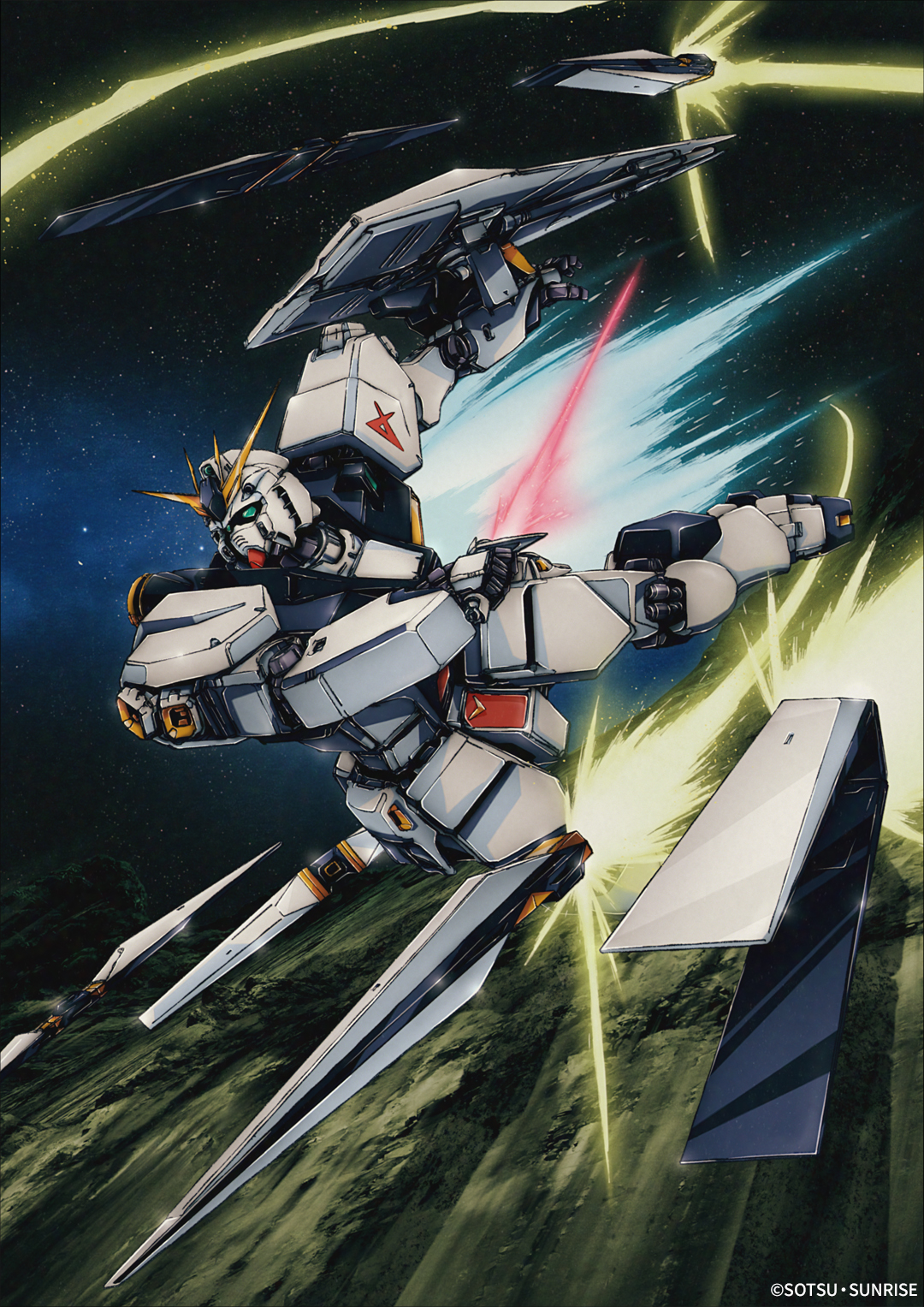 νガンダム（原画：重田敦司、特殊効果・フィニッシュワーク:脇 顯太朗、美術：小嶋 しず子（アトリエ・ムサ））