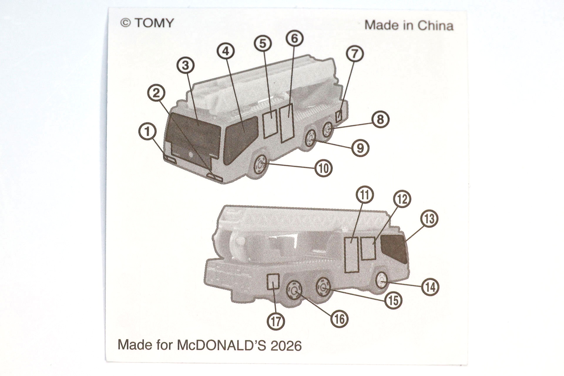 シールの裏面に貼る場所が記載されている