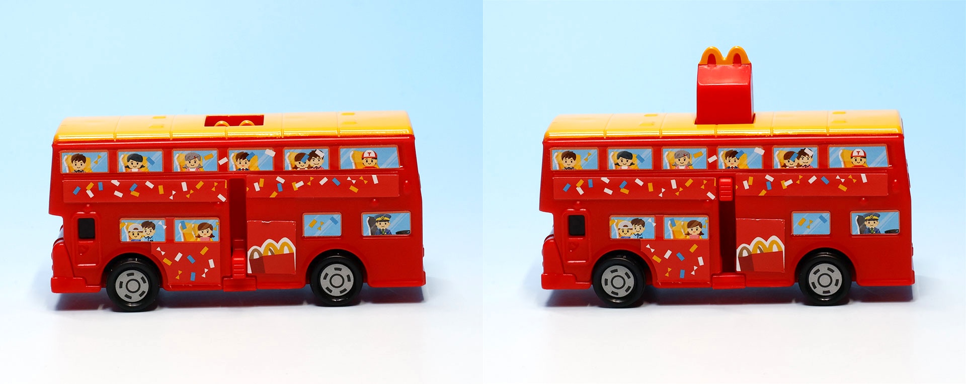 レバーを上げると屋根からハッピーセットボックスが出現