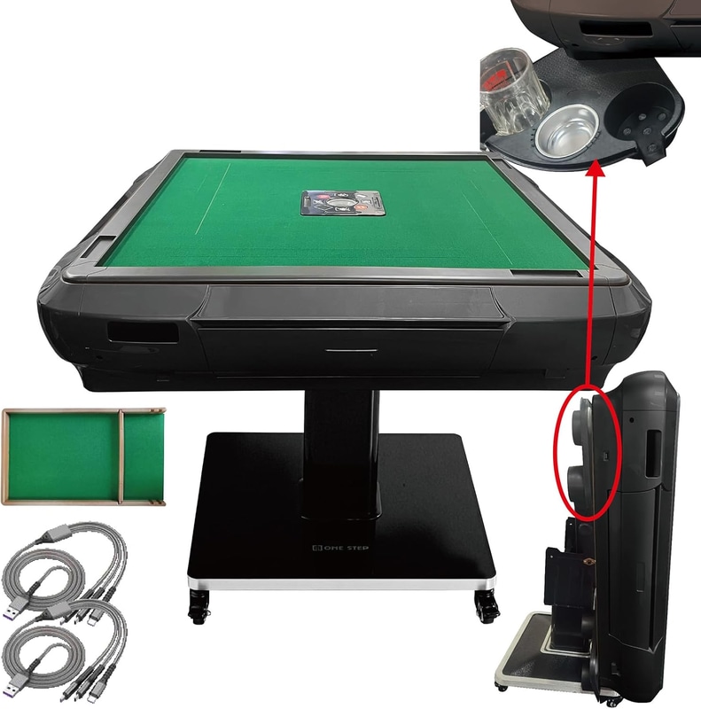 ONE STEP 全自動麻雀卓（牌33mm、ガラス脚/マットブラック)